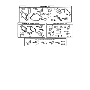 Gasket Set Diagram and Parts List for 121602-0190  Briggs and Stratton Engine